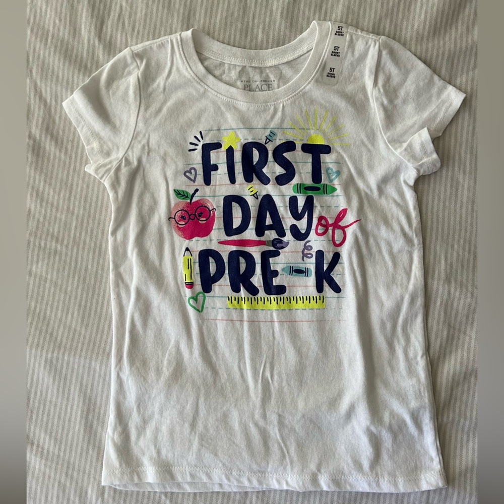 NWT THE CHILDRENS PLACE “First Day of Pre K” T-Shirt Size 5T